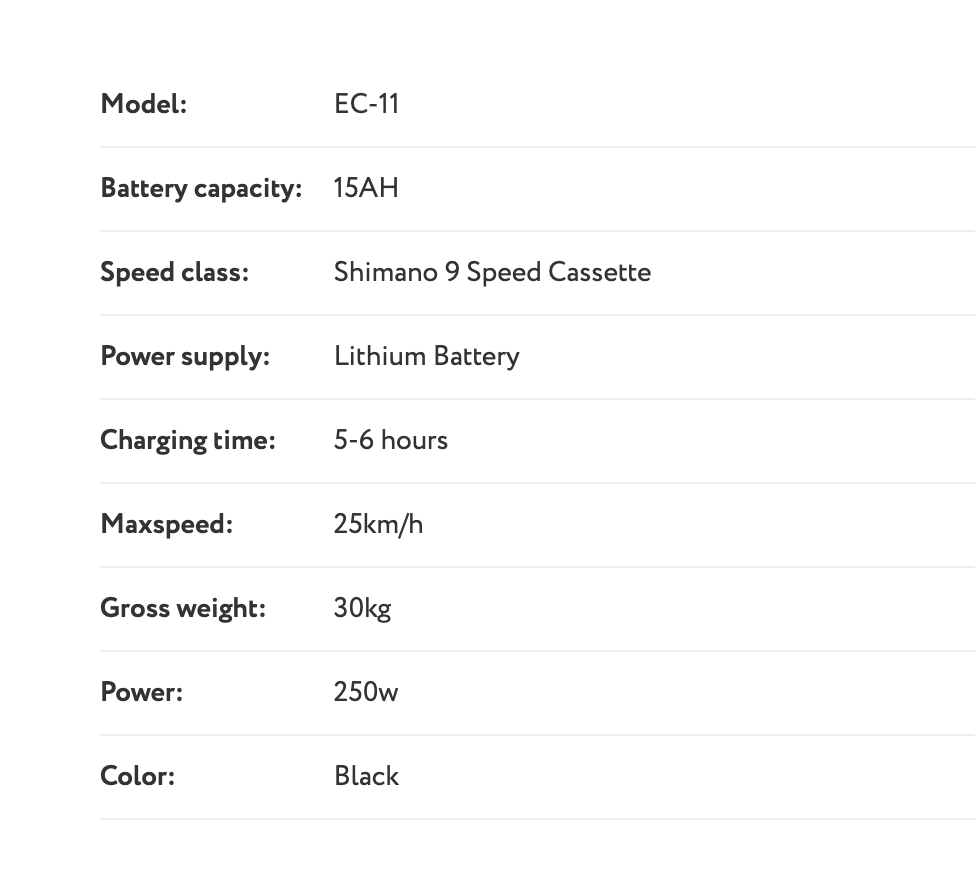 EC-11 ELECTRIC CITY BIKE